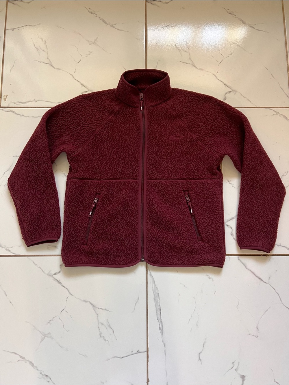 Aritzia TNA Polartec Thermal Pro Raglan Mockneck Zip-Up Sumac Burgundy Size S